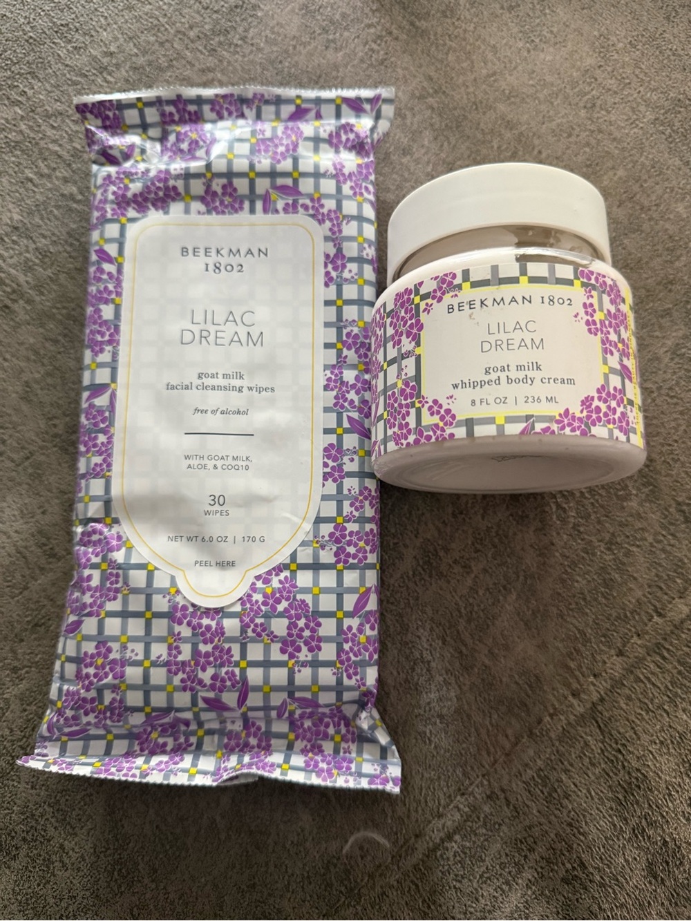 Beekman 1802 Lilac Dream Milk Whipped Body Cream 8 fl oz & 30 Facial Wipes